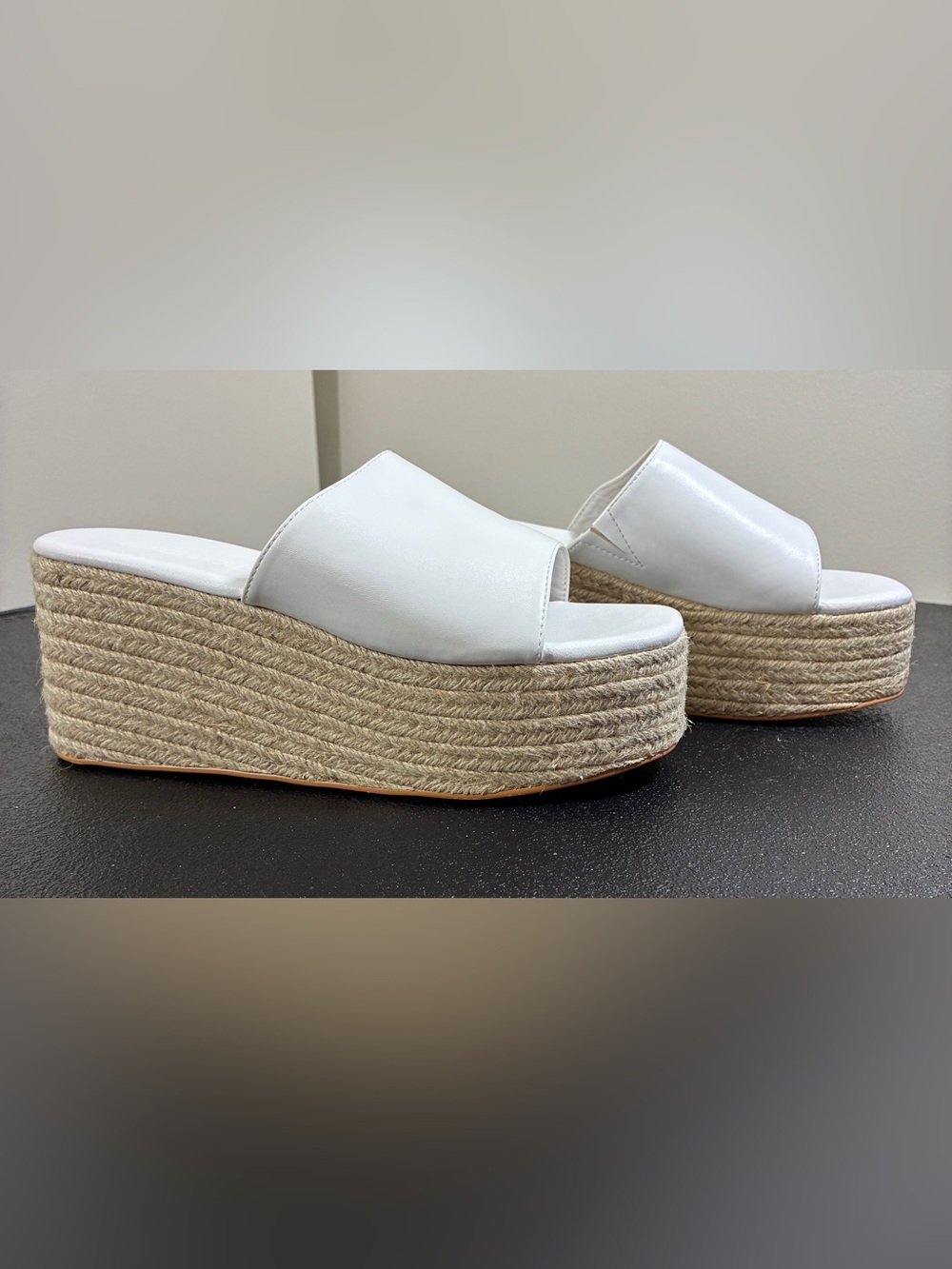 Princess Polly White Espadrille Platform Slide